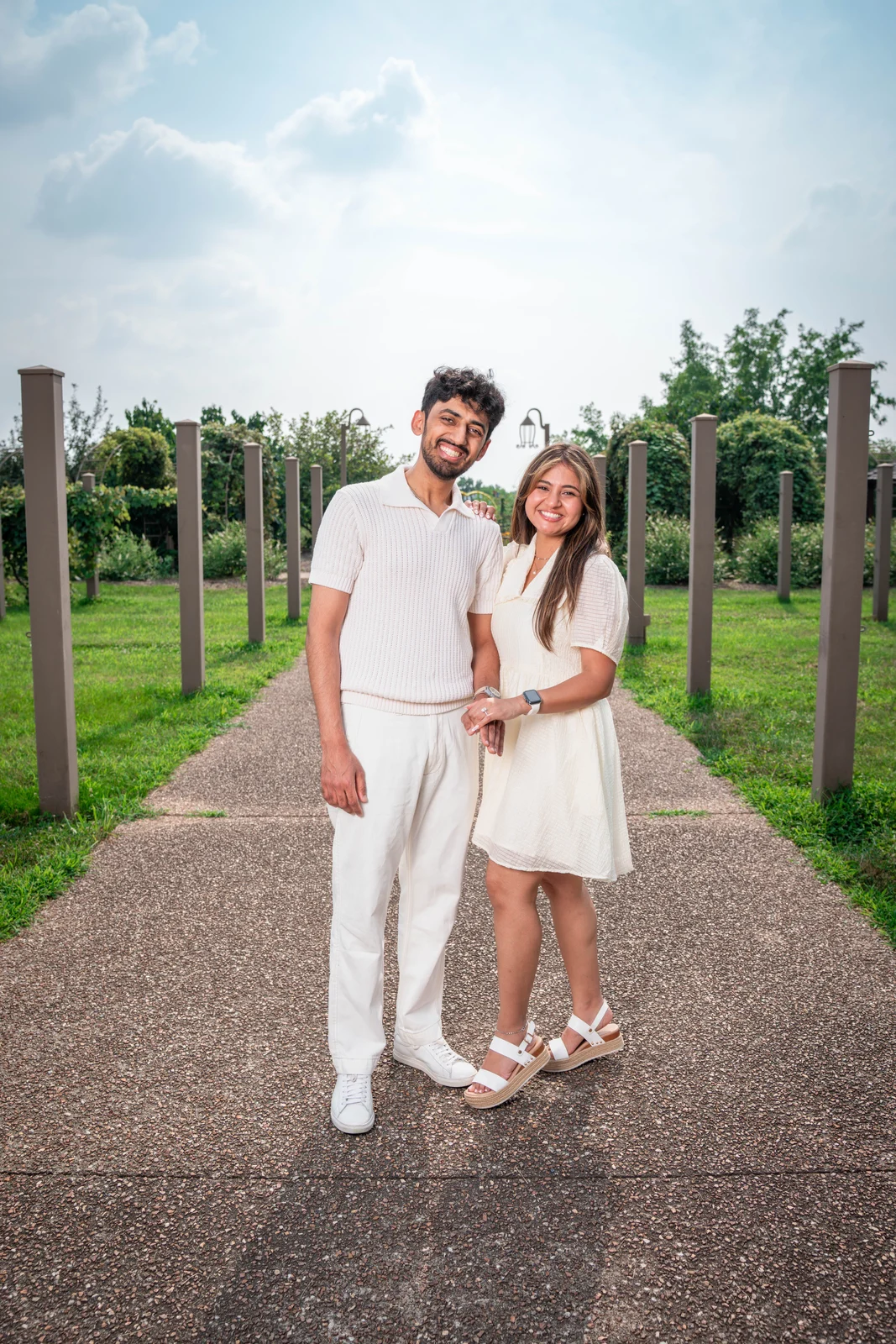 Kansas City engagement couple smiling portrait outdoors